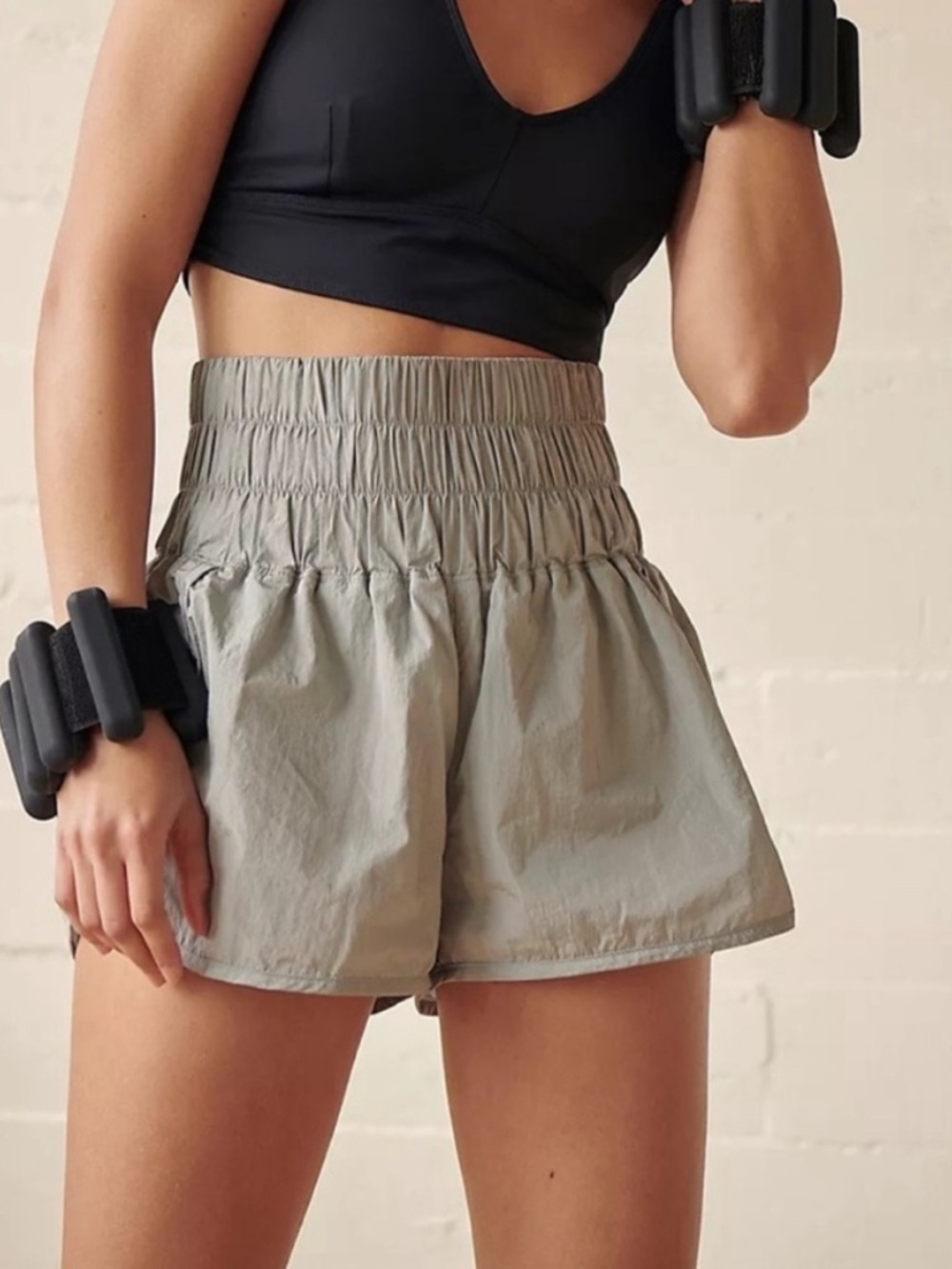 Automet Flowy Shorts Gray Medium Free People Style Smocked Waist